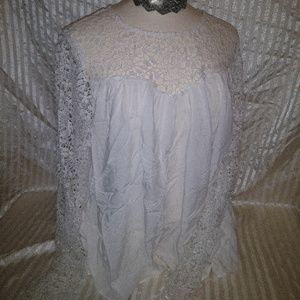 White Crochet Detail Top- Ruby and Jenna